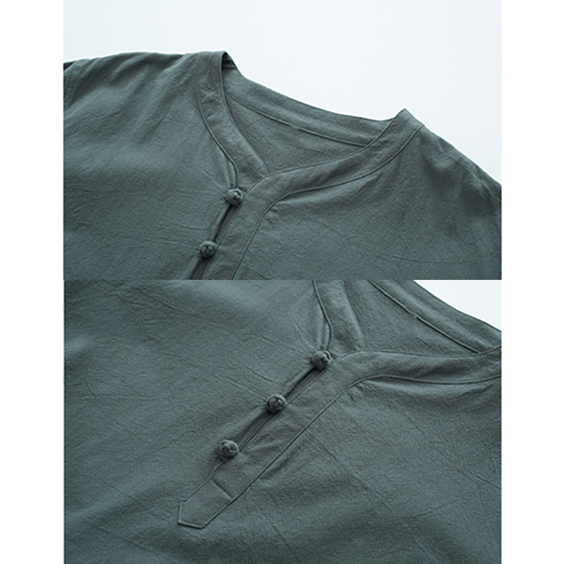 Conjunto de ropa para hombre: camiseta de manga corta y pantalón de color liso con estampado de Buddha Stones. - image 1