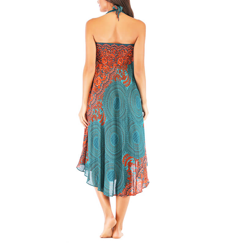 Vestido con falda de encaje y estampado de rosa de los vientos estilo bohemio de Buddha Stones Two Style Wear - image 5