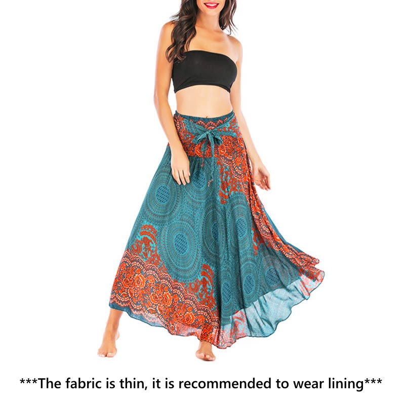 Vestido con falda de encaje y estampado de rosa de los vientos estilo bohemio de Buddha Stones Two Style Wear - image 1