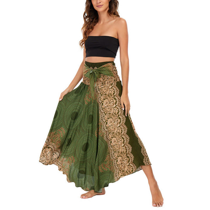 Vestido con falda de encaje y estampado de rosa de los vientos estilo bohemio de Buddha Stones Two Style Wear - image 23