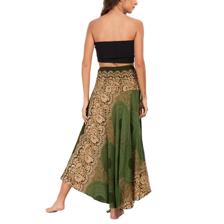 Vestido con falda de encaje y estampado de rosa de los vientos estilo bohemio de Buddha Stones Two Style Wear - image 22