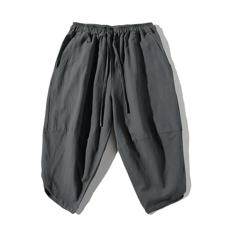 Conjunto de ropa de meditación para hombre Buddha Stones de 2 piezas: camiseta lisa con cuello con muescas y pantalones cortos de pierna ancha con bolsillos. - image 3