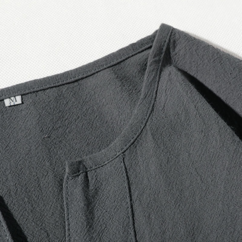 Conjunto de ropa de meditación para hombre Buddha Stones de 2 piezas: camiseta lisa con cuello con muescas y pantalones cortos de pierna ancha con bolsillos. - image 7