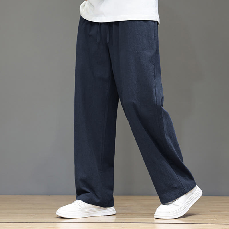 Pantalones rectos de verano para hombre con bolsillos , de la Buddha Stones. - Azul acero - US/UK/AU46, EU56 (5XL) - image 0