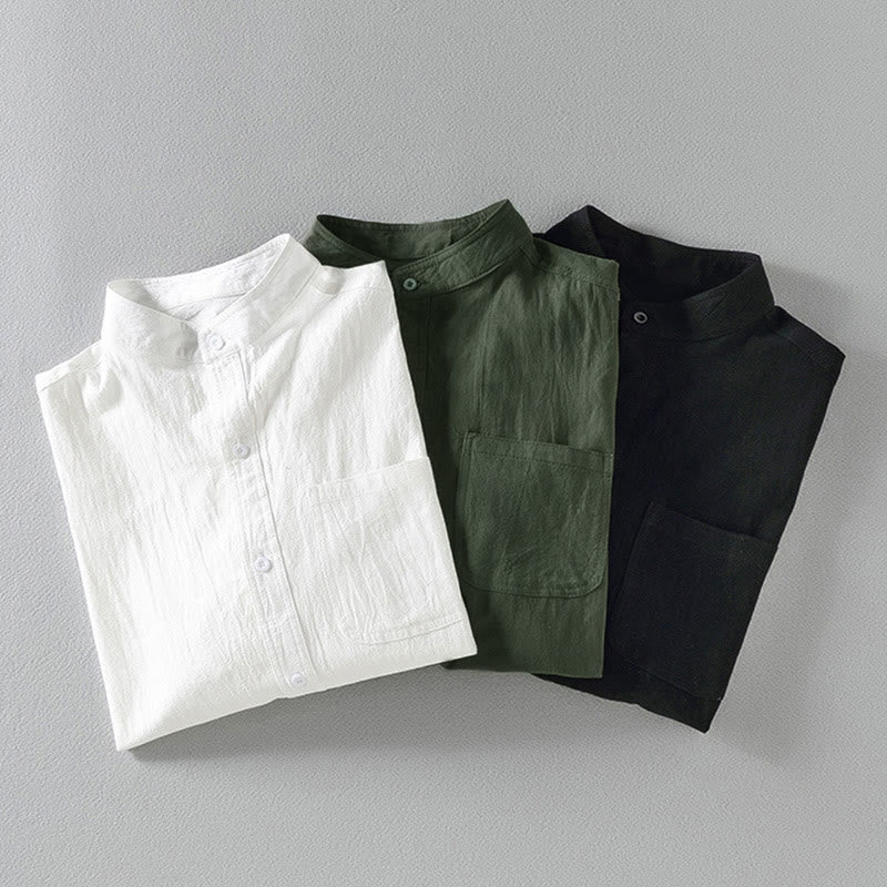 Camisa de hombre de manga tres cuartos, estilo casual vintage, con estampado de Buddha Stones y un solo botón. - image 17