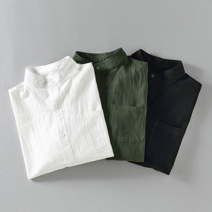 Camisa de hombre de manga tres cuartos, estilo casual vintage, con estampado de Buddha Stones y un solo botón. - image 17