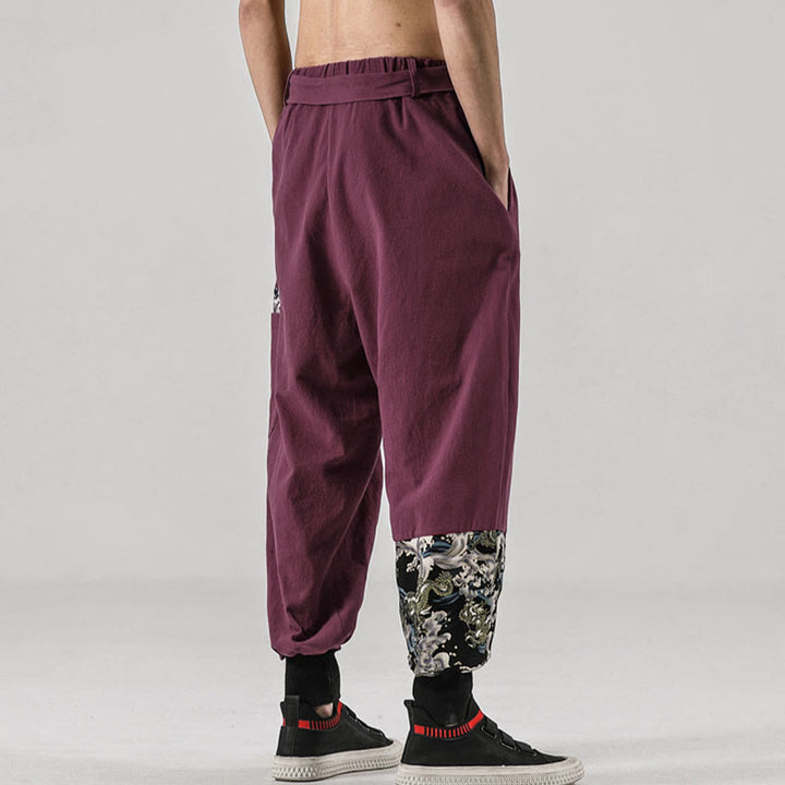 Pantalones harem para hombre con cordones y bolsillos, estampado de Buddha Stones y olas del océano. - image 16