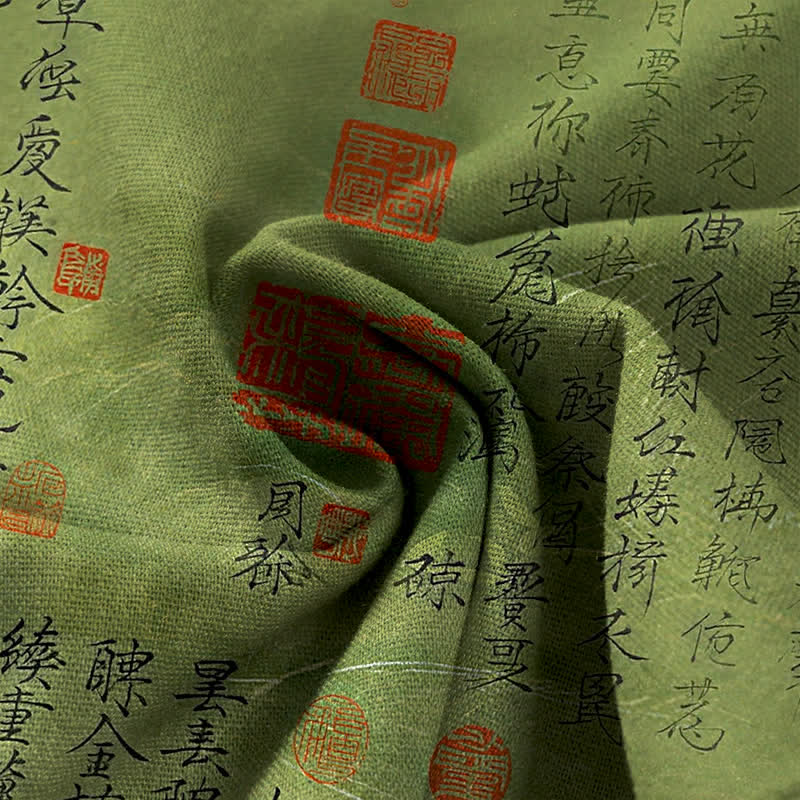Buddha Stones Pantalones de mujer de lino y algodón con estampado vintage de escritura, cintura elástica y pernera ancha con bolsillos. - image 3