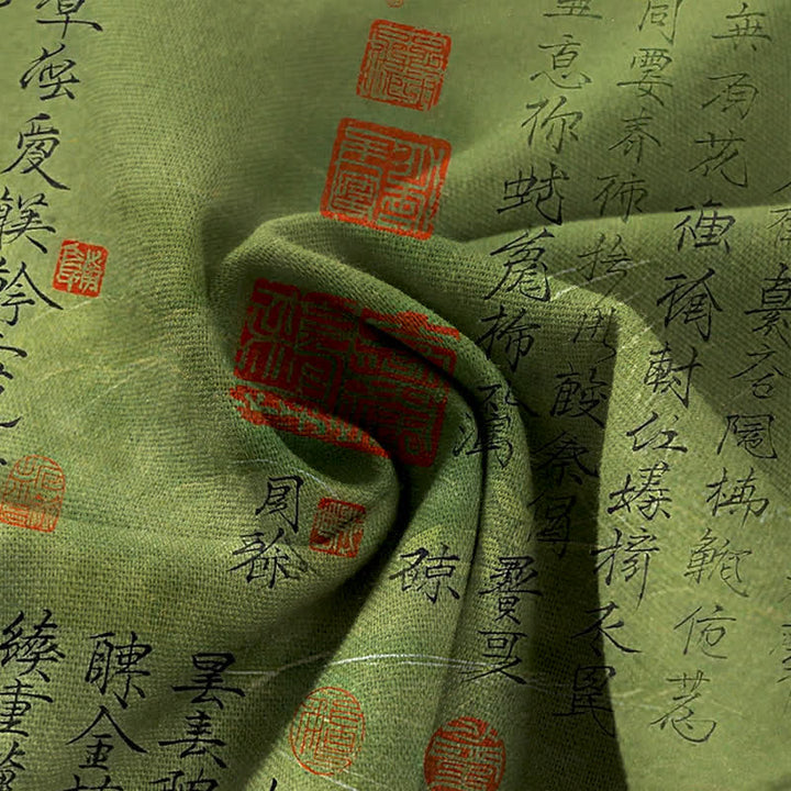 Buddha Stones Pantalones de mujer de lino y algodón con estampado vintage de escritura, cintura elástica y pernera ancha con bolsillos. - image 3