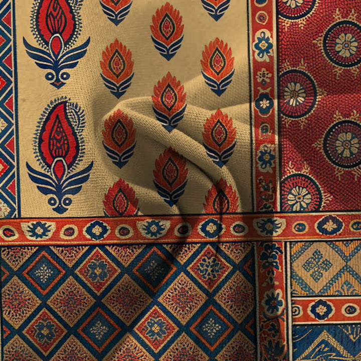 Buddha Stones Pantalones de mujer de lino y algodón con estampado floral vintage, cintura elástica, pernera ancha y bolsillos. - image 3
