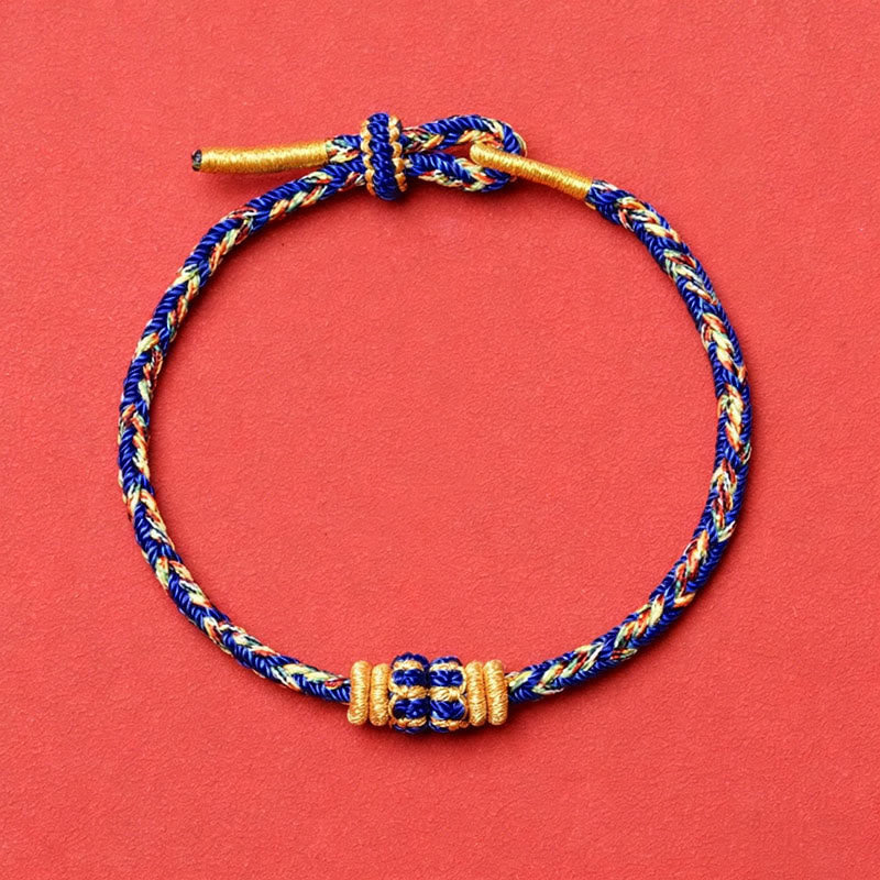 Buddha Stones Pulsera de la paz Om Mani Padme Hum tejida a mano con hilo - Azul - Sin accesorios - image 20