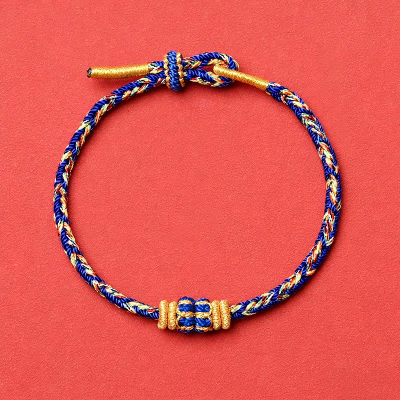 Buddha Stones Pulsera de hilo tejida a mano con diseño de pez koi para la buena suerte - Azul sin accesorios - image 10