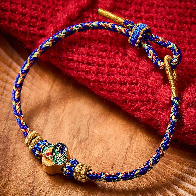 Buddha Stones Pulsera de cuerda tejida a mano con diseño de pez koi y el símbolo del éxito. - Azul (Circunferencia de la muñeca: 5,51-7,48 pulgadas / 14-19 cm) - image 16