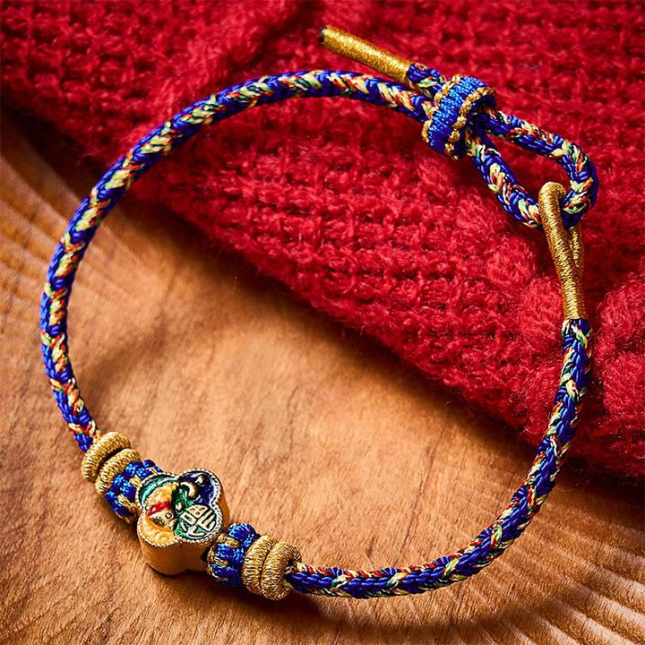 Buddha Stones Pulsera de cuerda tejida a mano con diseño de pez koi y el símbolo del éxito. - Azul (Circunferencia de la muñeca: 5,51-7,48 pulgadas / 14-19 cm) - image 16