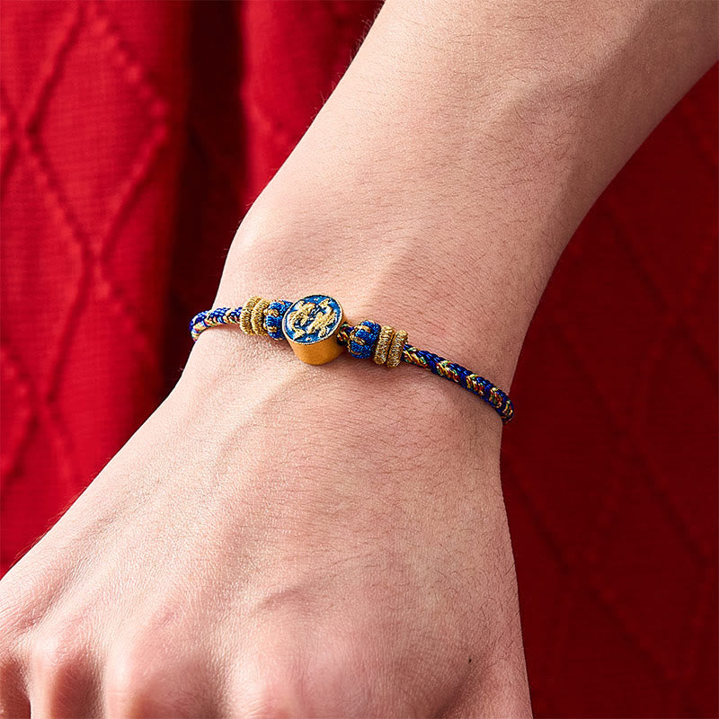 Buddha Stones Pulsera de cuerda tejida a mano con doble pez koi dorado para mayor resistencia - image 10