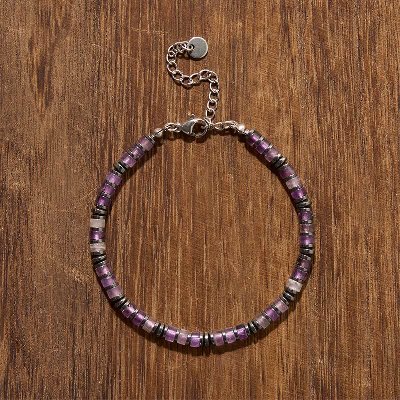 Buddha Stones Pulsera protectora de cuentas de piedra esmerilada de lapislázuli y amatista natural - image 6