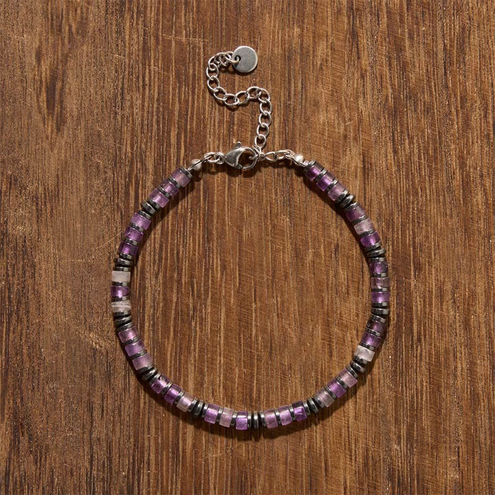 Buddha Stones Pulsera protectora de cuentas de piedra esmerilada de lapislázuli y amatista natural - image 6