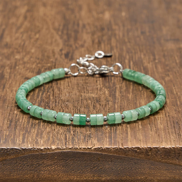 Buddha Stones Pulsera de cuentas planas de amatista, ojo de tigre, cuarzo rosa, jaspe azul moteado y obsidiana negra. - Aventurina verde (circunferencia de la muñeca: 16-18 cm) - image 25
