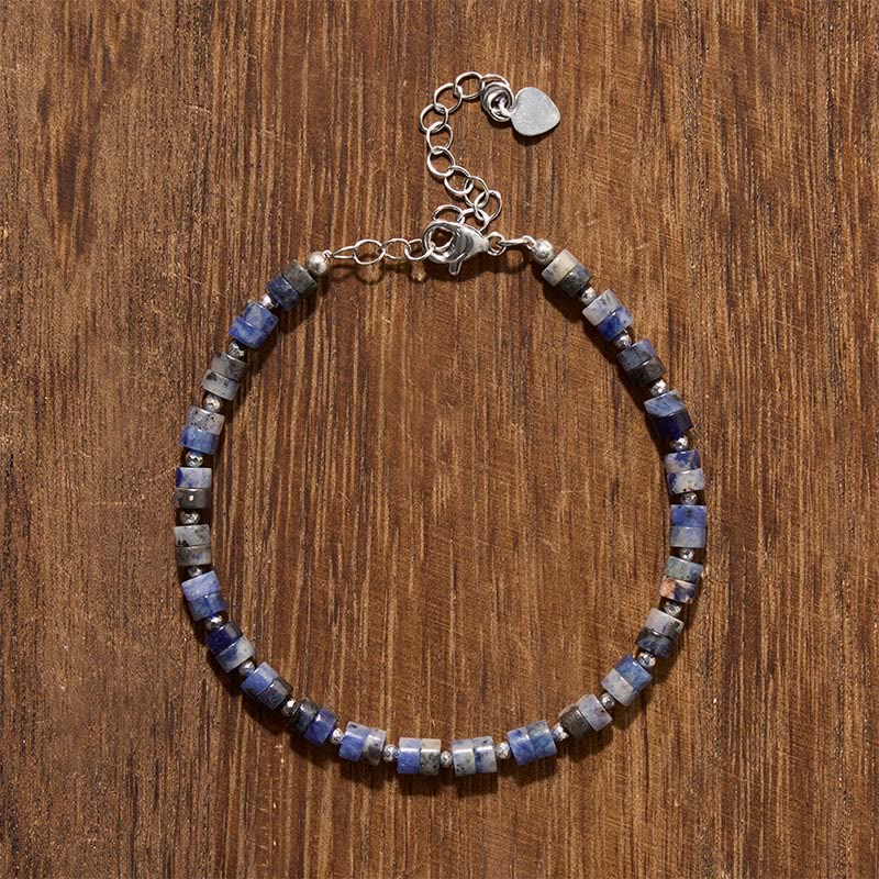 Buddha Stones Pulsera de cuentas planas de amatista, ojo de tigre, cuarzo rosa, jaspe azul moteado y obsidiana negra. - image 16