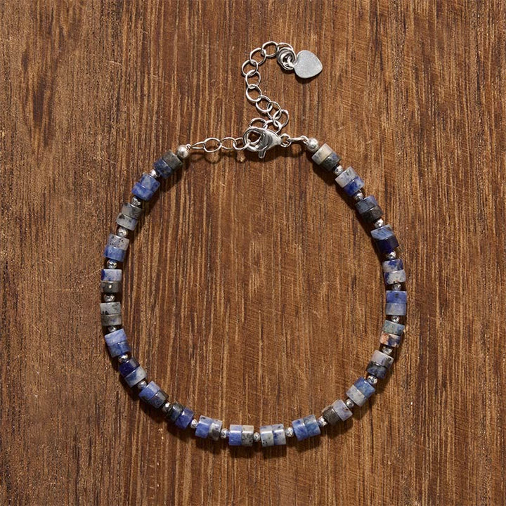 Buddha Stones Pulsera de cuentas planas de amatista, ojo de tigre, cuarzo rosa, jaspe azul moteado y obsidiana negra. - image 16