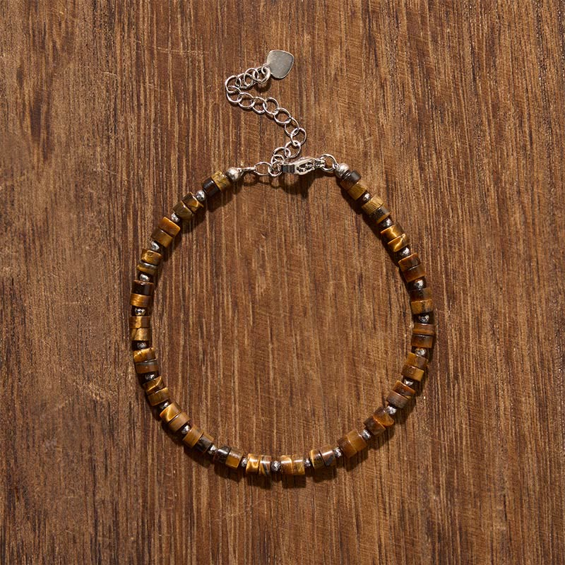 Buddha Stones Pulsera de cuentas planas de amatista, ojo de tigre, cuarzo rosa, jaspe azul moteado y obsidiana negra. - image 6