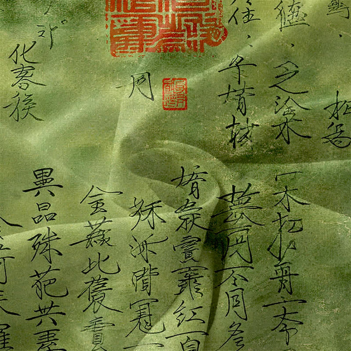 Buddha Stones Vestido midi de verano informal para mujer con estampado de sello de caligrafía china y bolsillos. - image 3