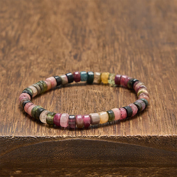 Buddha Stones Pulsera de cuentas facetadas con turmalina multicolor para protección - image 3