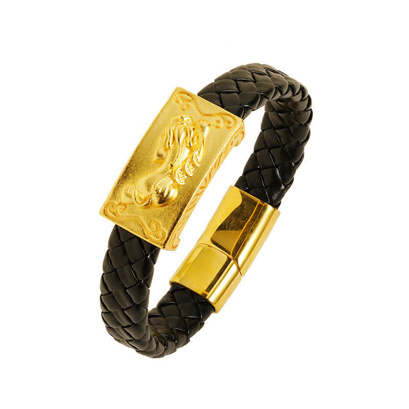 Buddha Stones Pulsera de cuero trenzado con el carácter Pi Xiu Fu para atraer la riqueza - image 3