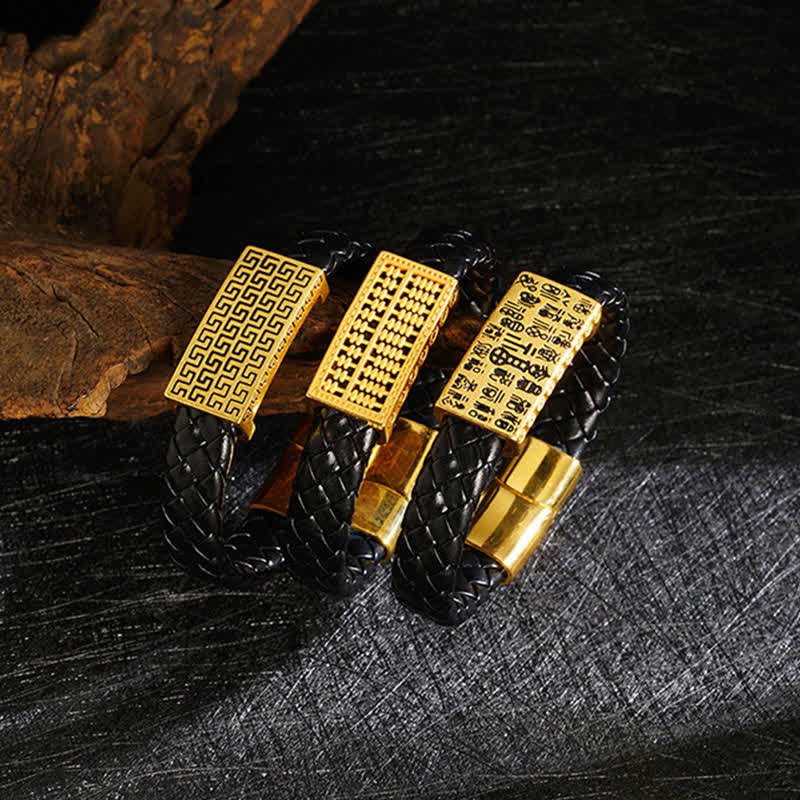 Buddha Stones Pulsera de cuero trenzado con el carácter Pi Xiu Fu para atraer la riqueza - image 16