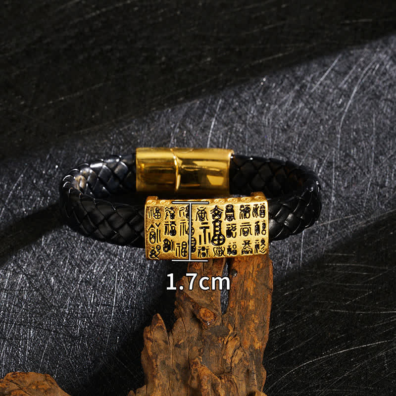 Buddha Stones Pulsera de cuero trenzado con el carácter Pi Xiu Fu para atraer la riqueza - image 14