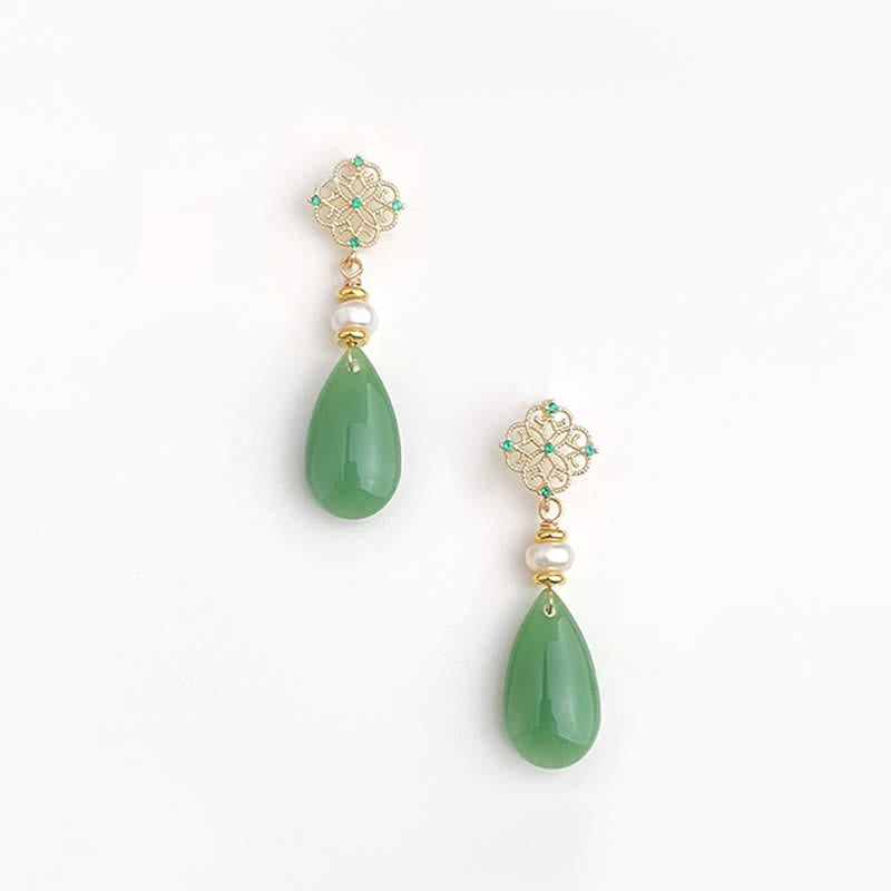Buddha Stones Pendientes curativos en forma de lágrima de Pearl Liuli Purity - image 1