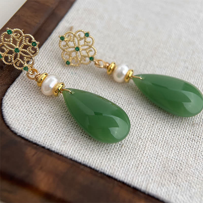 Buddha Stones Pendientes curativos en forma de lágrima de Pearl Liuli Purity - image 3