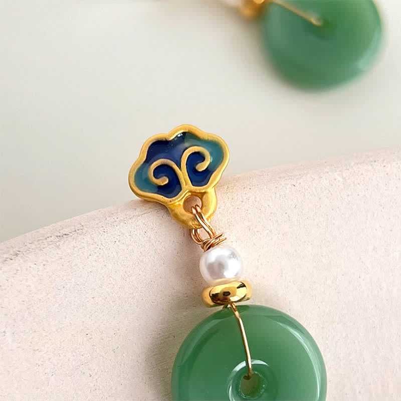 Buddha Stones Pendientes colgantes Green Liuli Round Peace Buckle Fortune - image 3