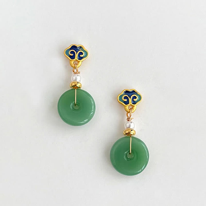Buddha Stones Pendientes colgantes Green Liuli Round Peace Buckle Fortune - image 1