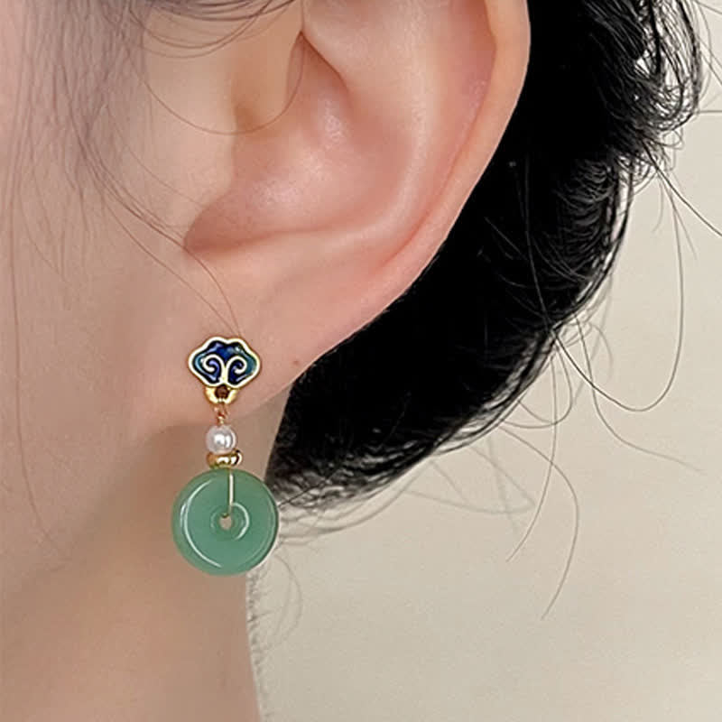 Buddha Stones Pendientes colgantes Green Liuli Round Peace Buckle Fortune - image 2