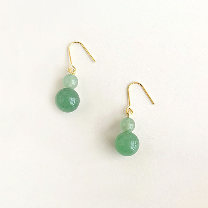 Buddha Stones Pendientes colgantes de aventurina verde con forma de gota de la suerte. - image 1