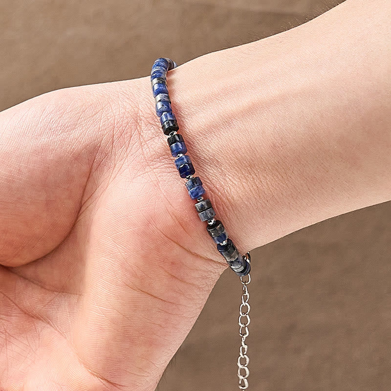 Buddha Stones Pulsera de cuentas planas de amatista, ojo de tigre, cuarzo rosa, jaspe azul moteado y obsidiana negra. - image 18