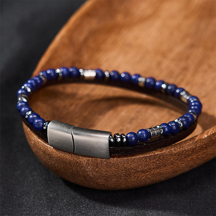 Buddha Stones Pulsera de cuero de doble vuelta Lapislázuli Truth - image 17