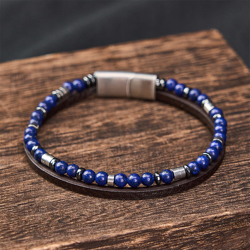 Buddha Stones Pulsera de cuero de doble vuelta Lapislázuli Truth - image 18