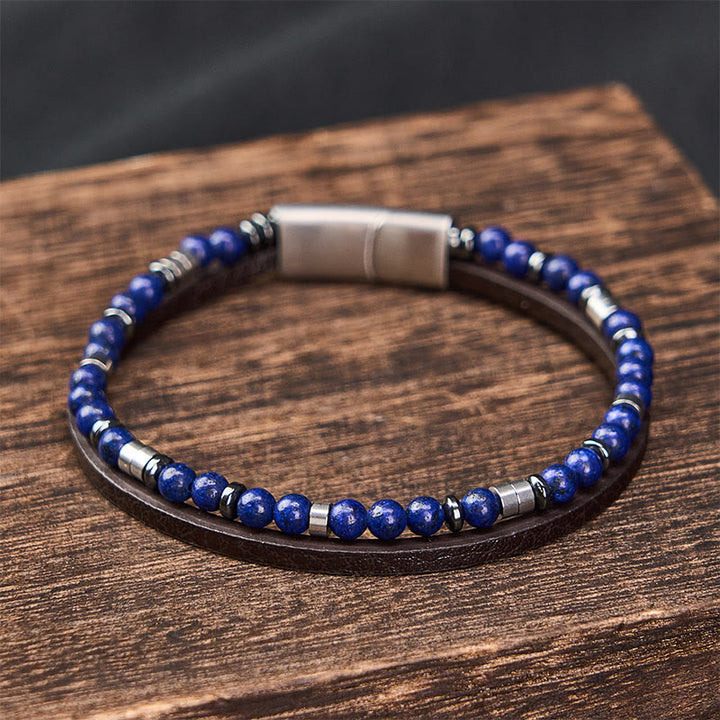 Buddha Stones Pulsera de cuero de doble vuelta Lapislázuli Truth - image 18