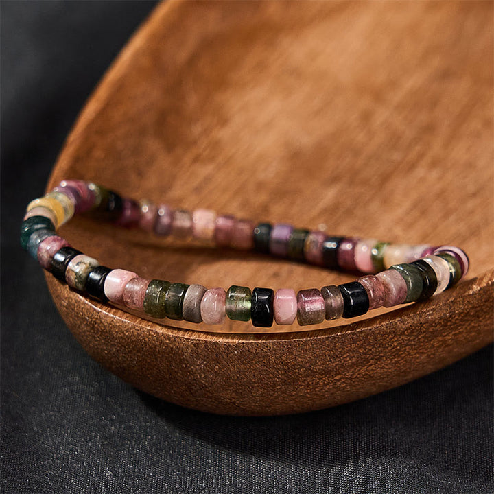 Buddha Stones Pulsera de cuentas facetadas con turmalina multicolor para protección - Turmalina (circunferencia de la muñeca: 15-16 cm) - image 0