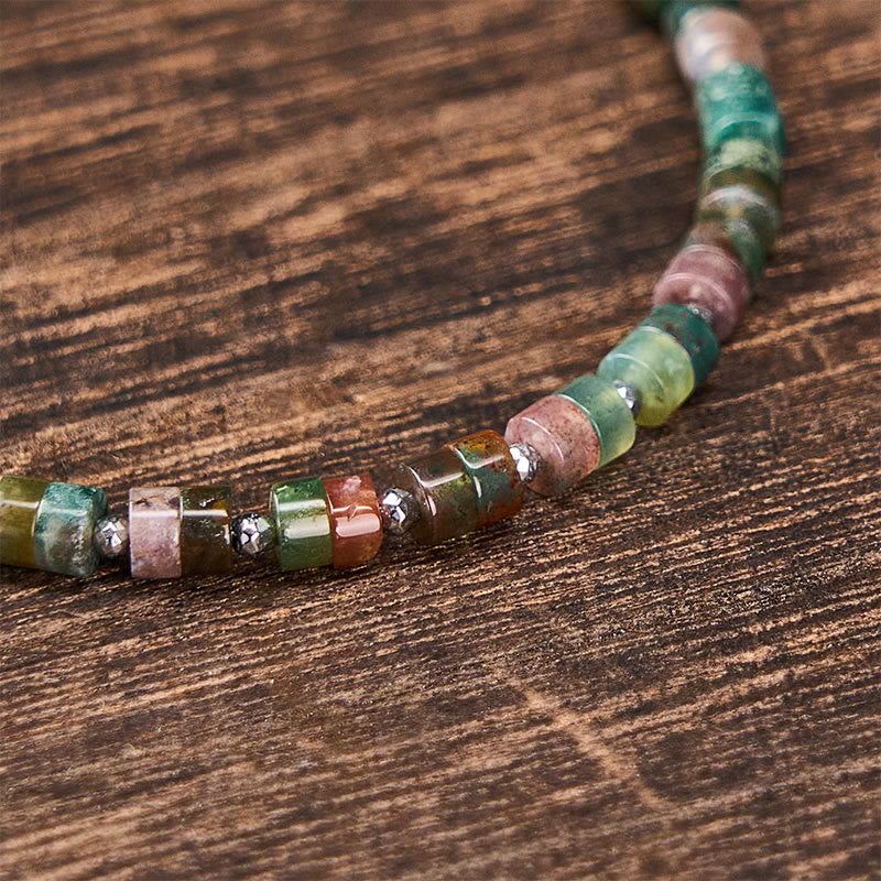Buddha Stones Pulsera de cuentas planas de amatista, ojo de tigre, cuarzo rosa, jaspe azul moteado y obsidiana negra. - image 42