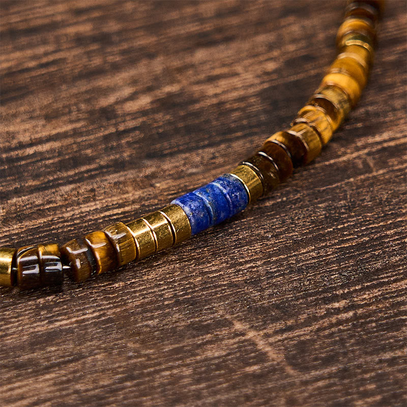 Buddha Stones Pulsera cuadrada de cuentas de lapislázuli y ojo de tigre - image 4