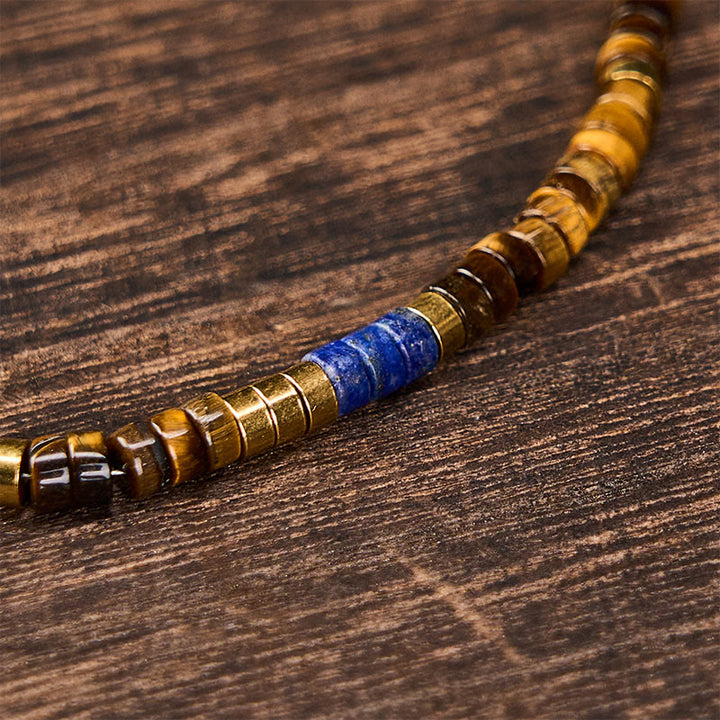Buddha Stones Pulsera cuadrada de cuentas de lapislázuli y ojo de tigre - image 4
