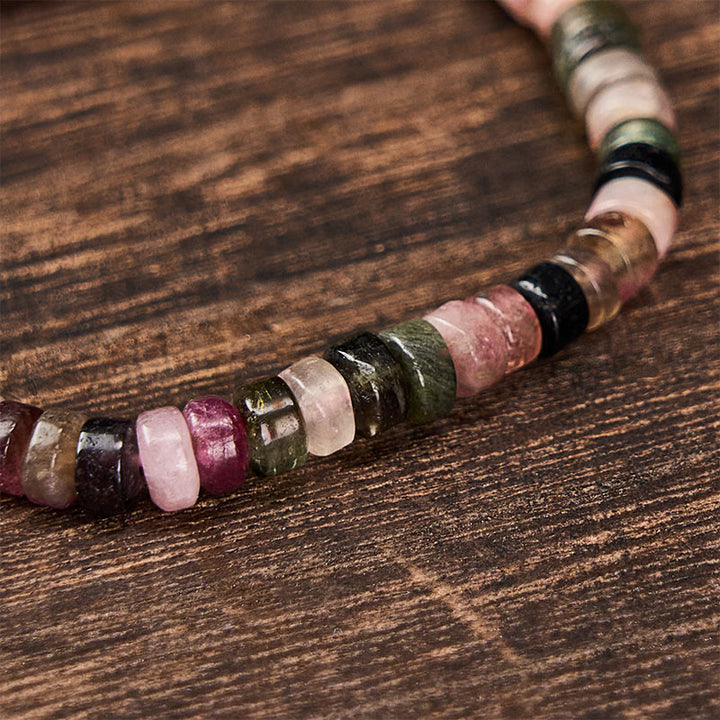 Buddha Stones Pulsera de cuentas facetadas con turmalina multicolor para protección - image 4