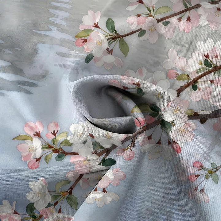 Buddha Stones Camisa de manga corta para hombre con botones y estampado de gato en flor de cerezo junto al agua, resistente a las arrugas. - image 4