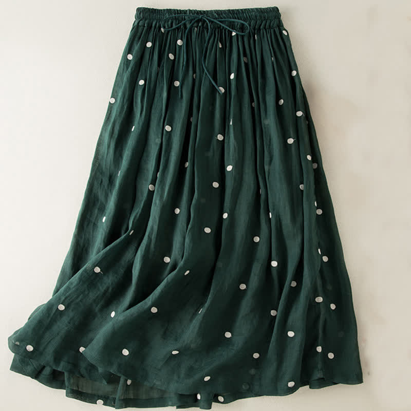 Falda plisada para mujer con estampado de puntos vintage artísticos y Buddha Stones - Verde oscuro - US8-10，UK/AU12-14，EU40-42 (2XL) - image 8