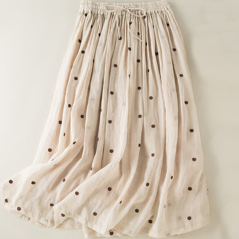 Falda plisada para mujer con estampado de puntos vintage artísticos y Buddha Stones - Beige - US8-10，UK/AU12-14，EU40-42 (2XL) - image 0
