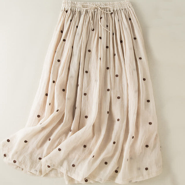 Falda plisada para mujer con estampado de puntos vintage artísticos y Buddha Stones - Beige - US8-10，UK/AU12-14，EU40-42 (2XL) - image 0