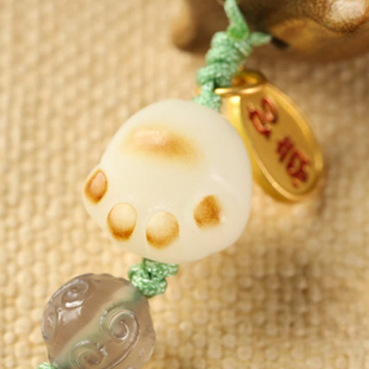 Buddha Stones Llaveros relajantes de sándalo verde con forma de gato, tejidos a mano. - image 11